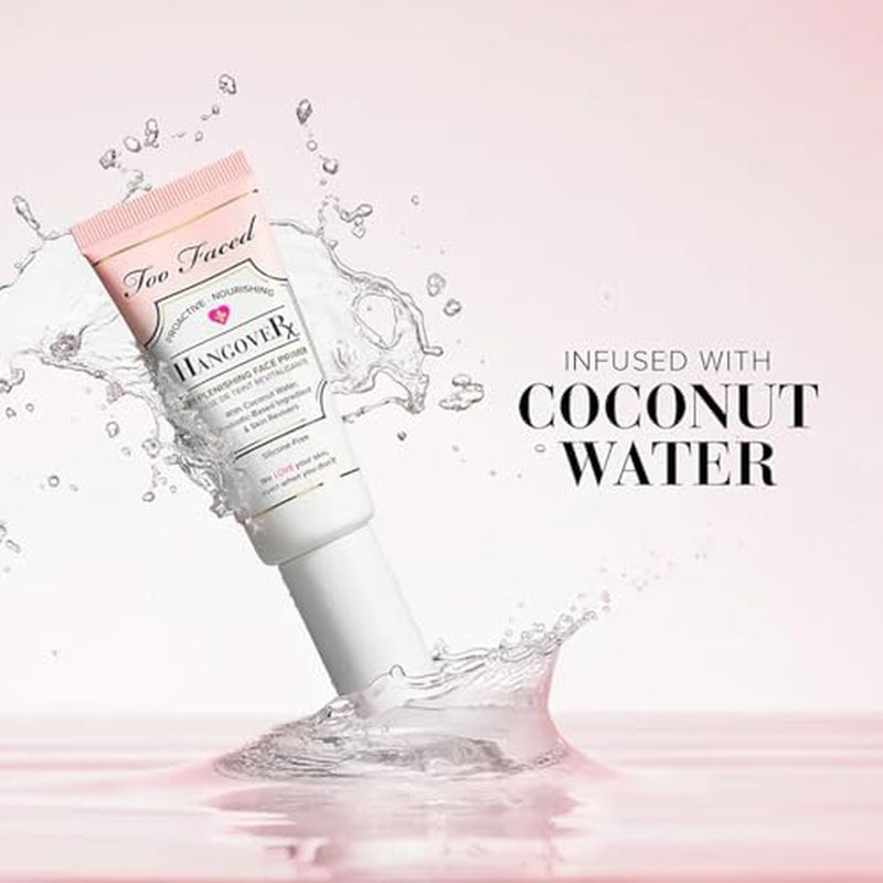 Too Faced Hangover Replenishing Face Primer | Hydrating + Dewy, Travel Size, 0.68 Ounce, Clear