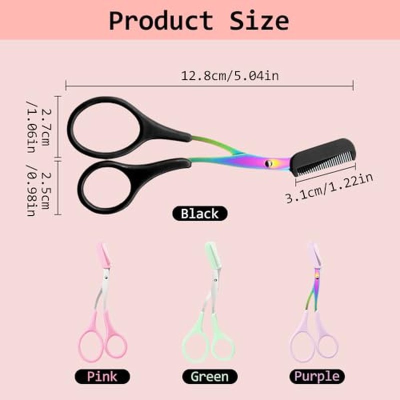 Eyebrow Trimmer Scissor,2024 New Eyebrow Trimmer for Women Men,Eyebrow Scissors with Comb,Non-Slip Eyebrow Cutter Eye Brow Razors,Eye Brow Shaper Trimming Scissors Makeup Tool (3PC-A)