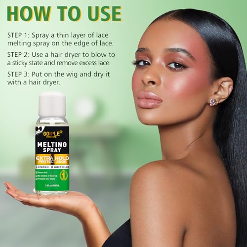 Lace Melting Spray - Glue-Less Hair Adhesive for Wigs & Extensions, Extra Hold Natural Forming Wax Stick