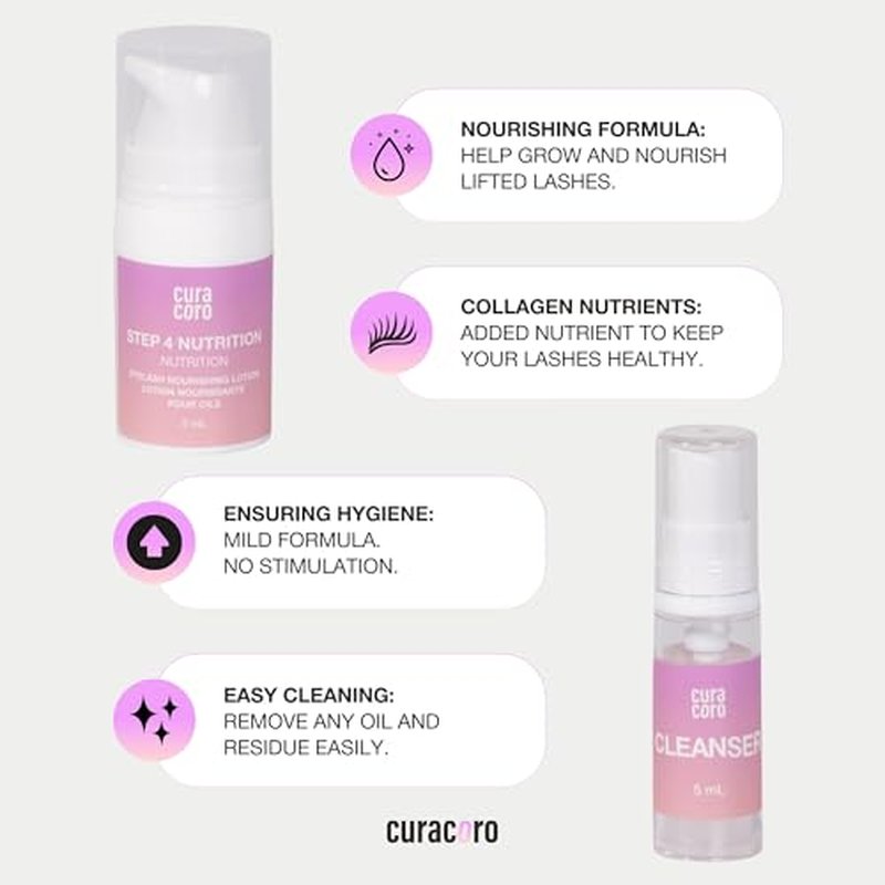 Curacoro Lash Lift Collagen Nourishing Lotion - Professional Eyelash Perm Kit, Semi-Permanent Lash Curling, Nourishing Collagen, Hygiene Safe & Easy to Clean Professional Use (Step 4)