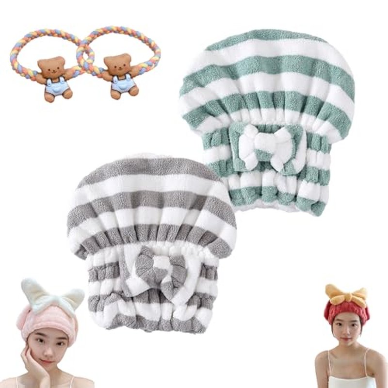 Beyonddraw New Super Absorbent Hair Towel Wrap for Wet Hair, Efficient Hair Towel Wrap for Women, Microfiber Towel for Hair Drying, Fit Comfort Ease of Use Fast Drying Hair Towel Caps (D)