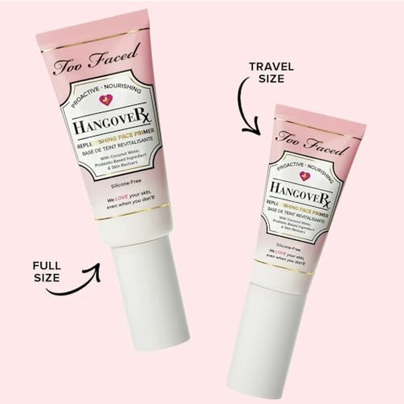 Too Faced Hangover Replenishing Face Primer | Hydrating + Dewy, Travel Size, 0.68 Ounce, Clear
