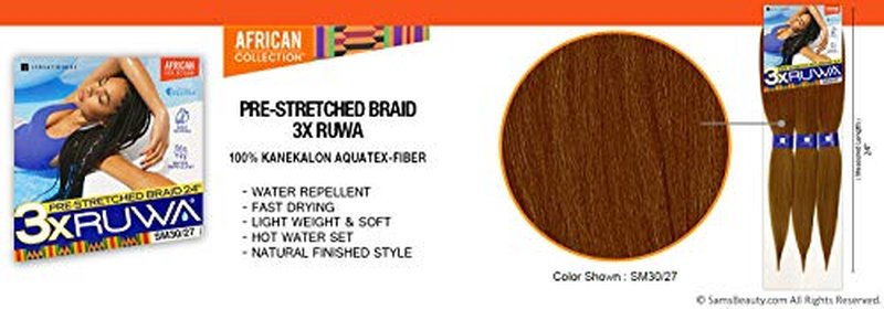 Xpression Sensationnel Synthetic Hair Braids 3X Ruwa Pre-Stretched Braid 24" (3 Packs, NBLUE)