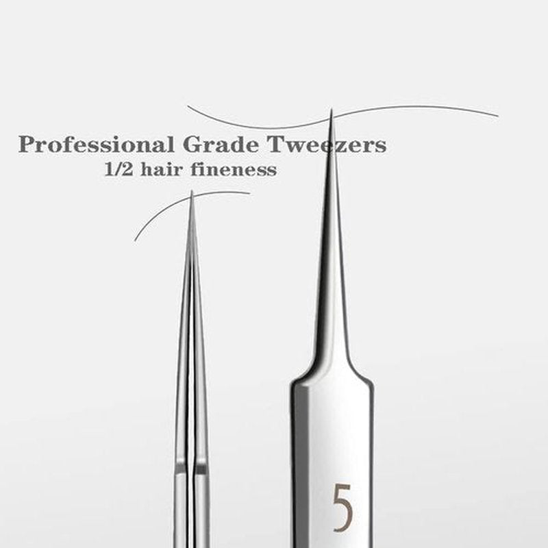 5pcs Blackhead Remover Tweezers Pimple Popper Tool Kit, Precision Acne Needle Comedone Blackhead Tweezers Extractor Removal Whitehead Popping Zit for Nose Face Skin Blemish Extractor Tool - Glossy