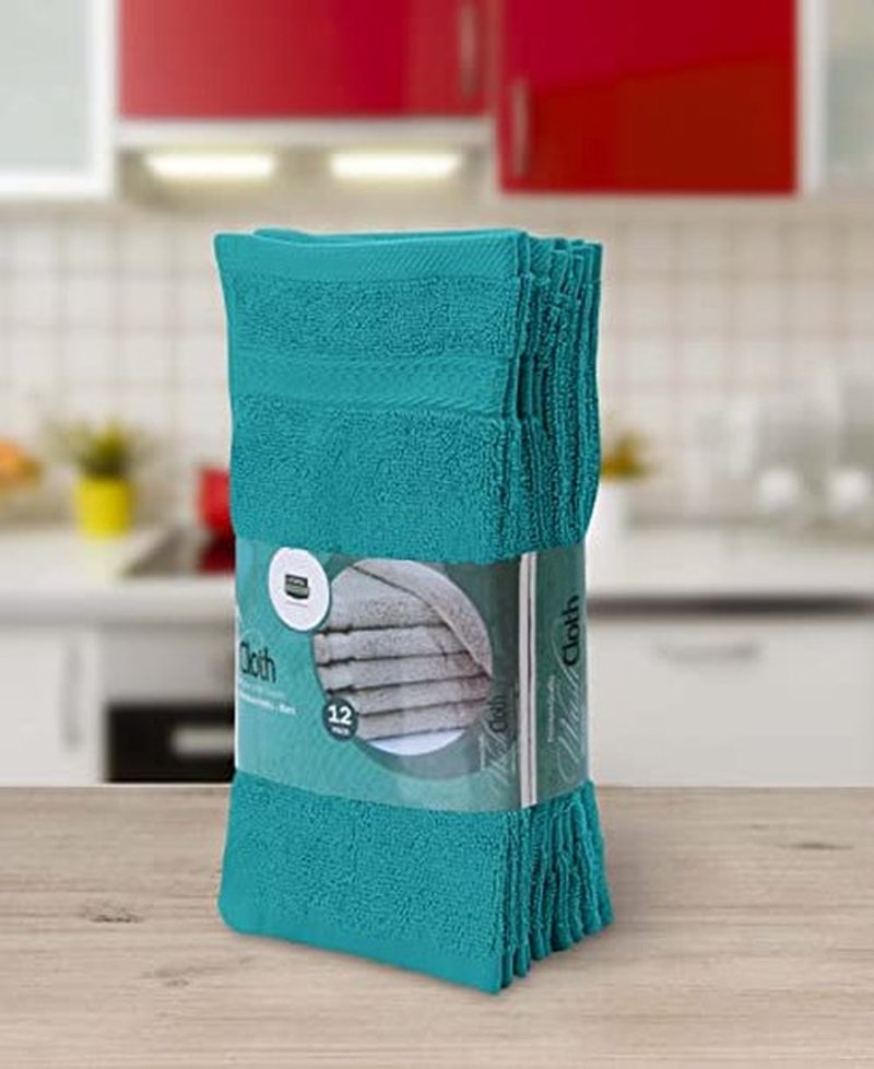 Utopia Towels [12 Pack Premium Wash Cloths Set (12 x 12 Inches) 100% Cotton Ring Spun, Highly Absorbent and Soft Feel Essential Washcloths for Bathroom, Spa, Gym, and Face Towel (Turquoise)