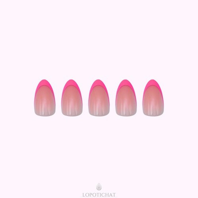 Short Press On Nails Lopotichat - Pink Goddess | Hot Pink Press On Nails | Reusable Fake Nails with Glue | French Tip Press On Nails Almond - 30pcs 15 Sizes Gel Nail Kit