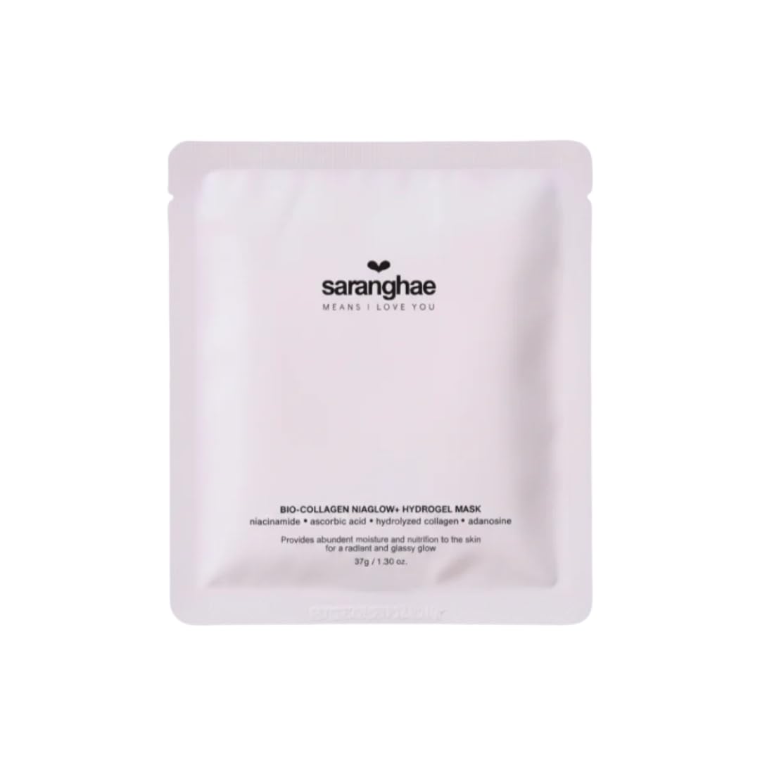 Saranghae Bio-Collagen NiaGlow+ Hydrogel Mask – 5 Pack Korean Skincare Face Mask with Niacinamide & Vitamin C – Melting Deep Hydration for Glass Skin, Radiant Glow & Skin Barrier Support