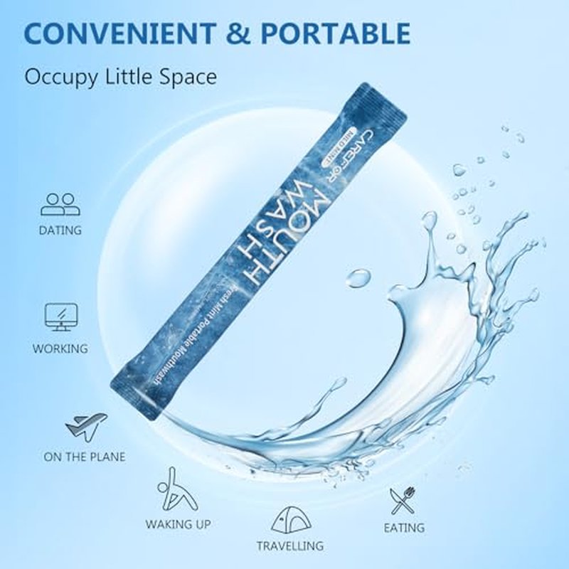 Mouthwash Travel Size, Portable Fresh Breath Mouthwash, Alcohol-Free, ICY Mint Flavor, Mini Pack – Mouthwash to Go for On-The-Go Freshness, Bulk Packets 0.41 Fl Oz (Pack of 30)