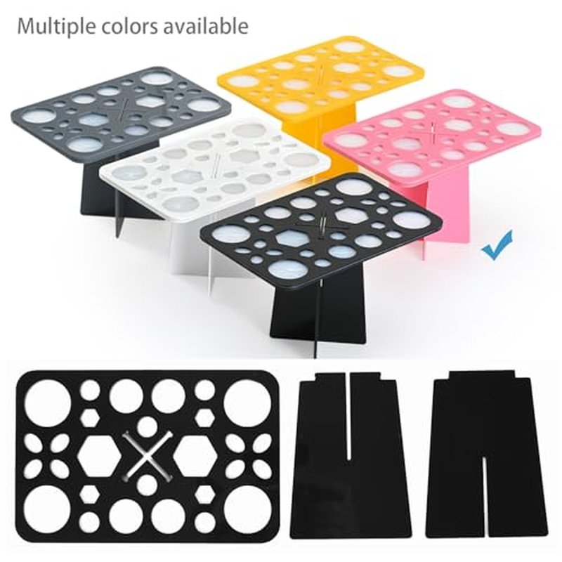 Luckyiren Acrylic Makeup Brushes Drying Rack, Brushes Dryer, Collapsible Holder Stand Tree Tray Support Display for Makeup Artist Nail Brushes Paintbrushes Makeup Lovers, 28 Slot, Black, Unisex