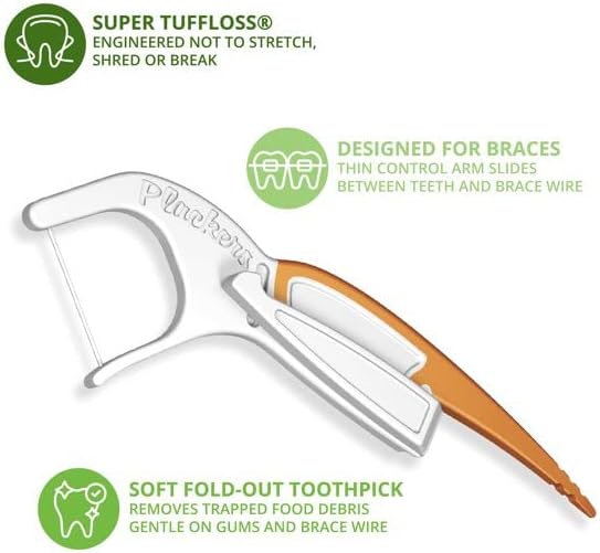 Plackers Orthopick Flosser for Braces, 24 Count (Pack of 2)