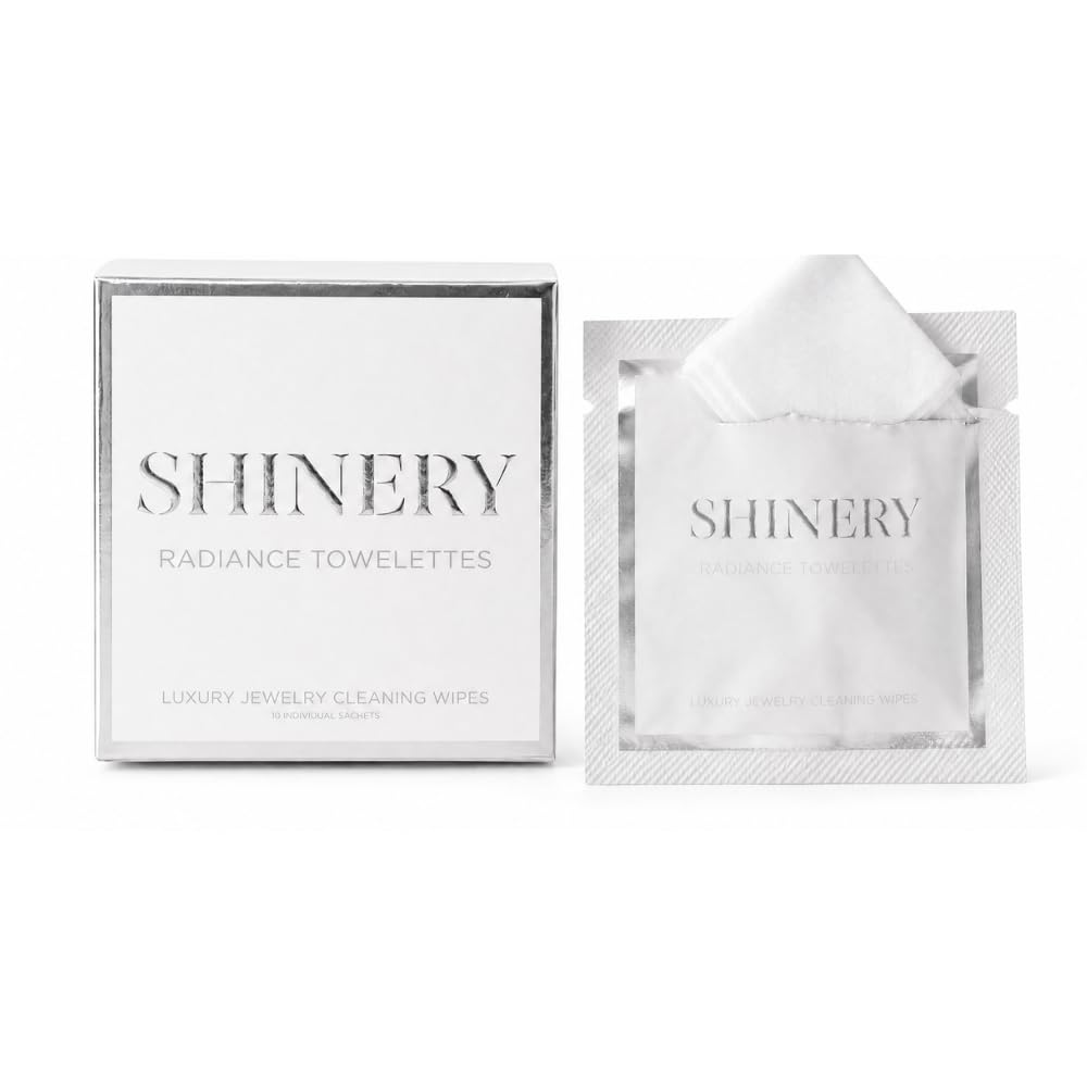 Shinery Radiance Towelettes Jewelry Cleaning Wipes on the Go Travel Cleaner for Rings Diamonds and Jewelry No Rinse Individually Wrapped Safe for Gold Silver and Gemstones