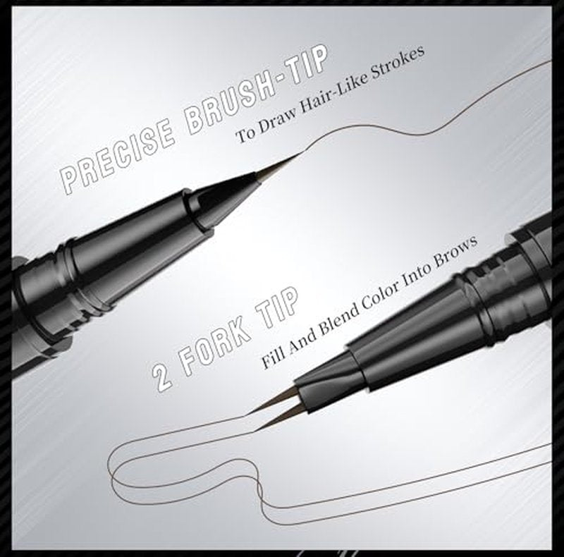 Magical Curved Brow Pen, Microblading Eyebrow Pencil, Trailott Eyebrow Pen 2 Fork Tip, HelloKiss Precise Liquid Brow Double Headed ink Pen Long-lasting Makeup Waterproof (1# Light Brown)