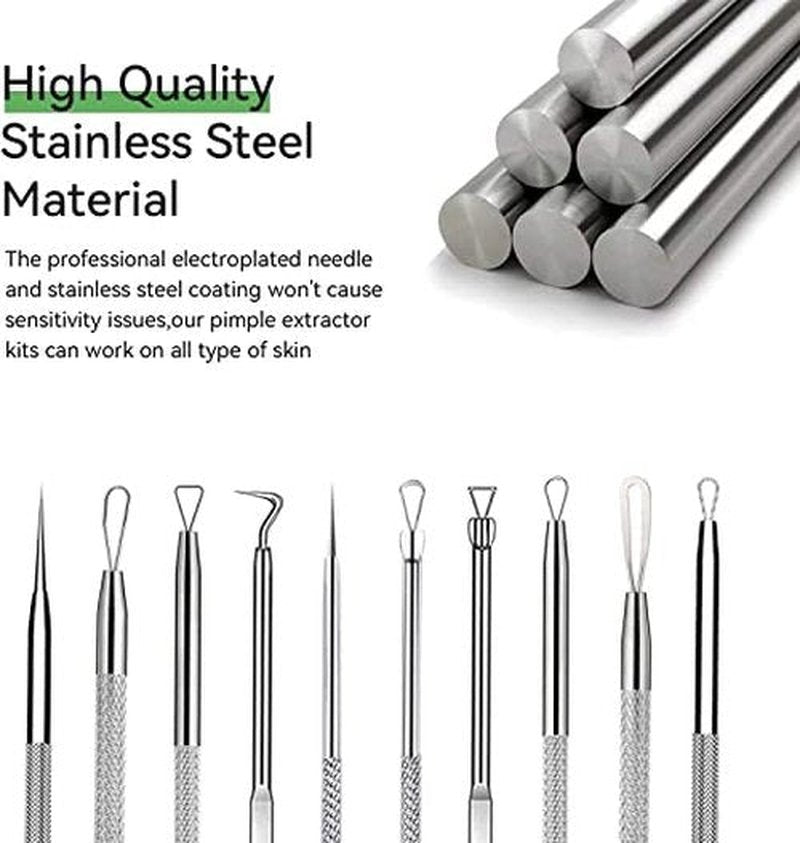Pimple Popper Tool Kit,Blackhead Remover Tool 5 Pcs Blackhead Extractor Tool for Face Comedone Zit Acne Whitehead Blemish, Stainless Steel Extraction Tools Set