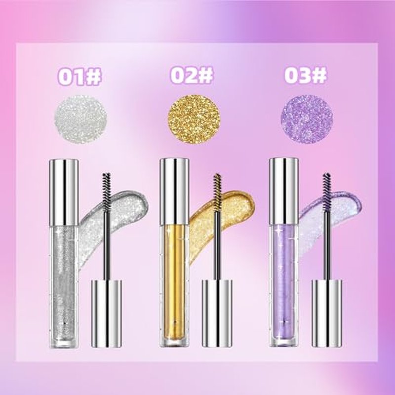 Question Beauty Glitter Mascara, 3PCS Glitter Mascara Eyeshadow, Questionbeauty Glitter Mascara, Question Beauty Mascara, Colored Mascara for Eyelashes (B)