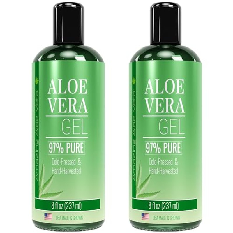 Amazing Aloe Vera Gel, Freshly Cut 100% Pure Aloe - Premium Quality, USA Grown, Vegan, Unscented - Natural Sunburn Relief, Skin Care, Face & Hair Care
