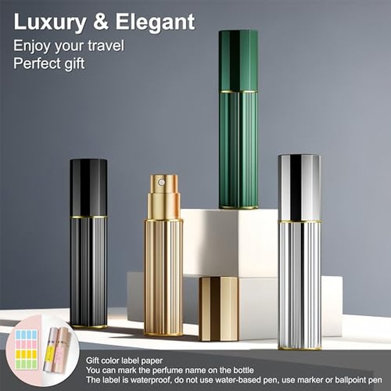 Fiwecos Perfume Travel Refillable Bottle Cologne Portable Atomizer Fragrance Scent Sprayer Pump Fill from Bottom Mini Pocket Size 5ml for Travel Essentials & Best Gift (Black)