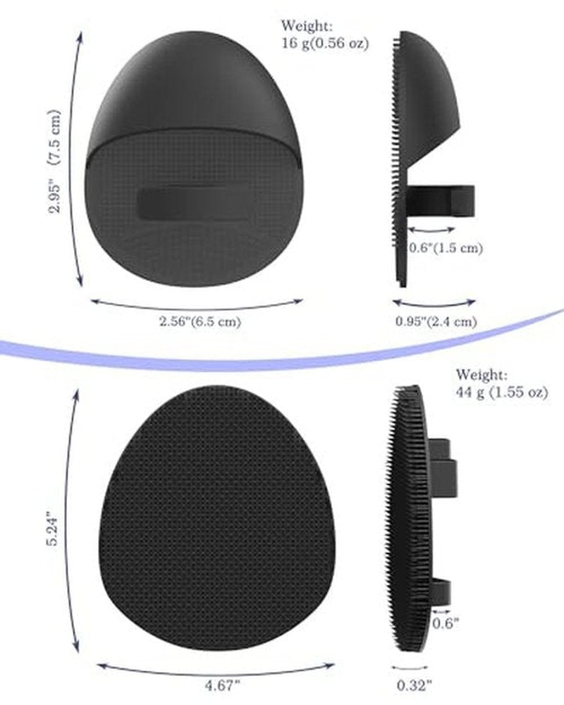 Manmihealth Silicone Back Scrubber (Thin Bristles) & Bath Glove & Face Brush Set(3PCS), Super-Exfoliating & Lathering Body Scrubber, Shower Brush, Face Scrubber Combination, with a Free Hook.(Black)