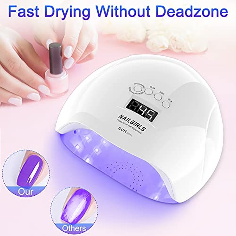NAILGIRLS UV LED Nail Lamp, 150W Fast Curing UV Light for Gel Nail, Professional UV Nail Lamp 4 Timer Setting with Automatic Sensor, Nail Dryer with 36pcs Lamp Beads for Home, Salon, White