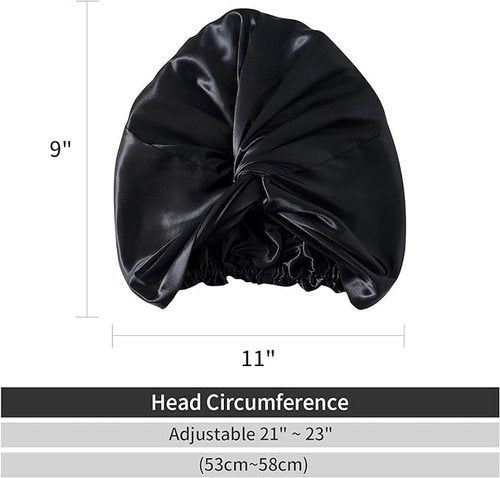 ZIMASILK 22 Momme 100% Mulberry Silk Bonnet for Sleeping & Women Hair Care, Highest Grade 6A Silk Hair wrap for Sleeping with Premium Elastic Stay On Head (1Pc, Black)