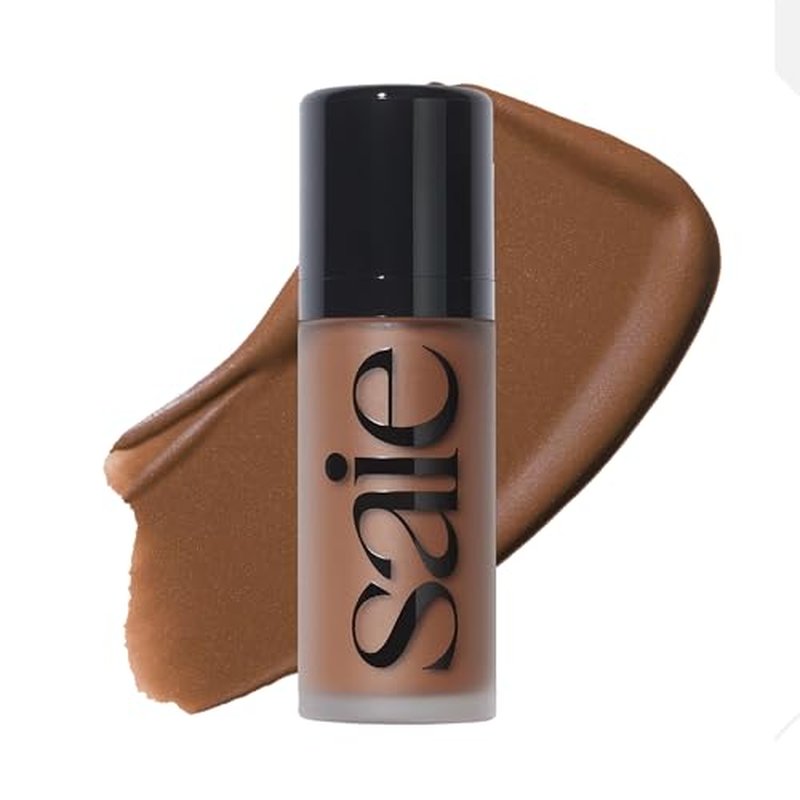 Saie Dew Bronze - Soft-Focus Liquid Bronzer + Liquid Contour - Enriched with Plant-Derived Glycerin to Effortlessly Blend + Deeply Nourish Skin - Travel Size Holiday Gifts - Sand (0.4 oz)