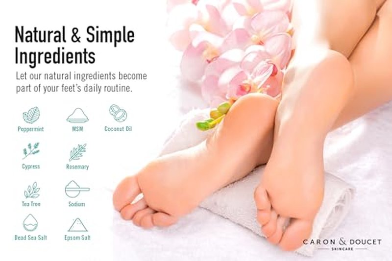 CARON & DOUCET Tea Tree Oil Foot Soak with Epsom Salt and Dead Sea Salt - Natural - Soothes Sore & Tired Feet, Helps Reduce Foot Odor Scent, Softens Calluses - 1lb
