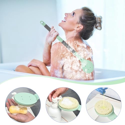 Back Scrubber Anti Slip for Shower, 21.7” Detachable Back Bath Brush for Shower, Back Scrubber, Exfoliation and Improved Skin Health for Elderly with Limited Arm Movement, Disabled (21.7” Black)