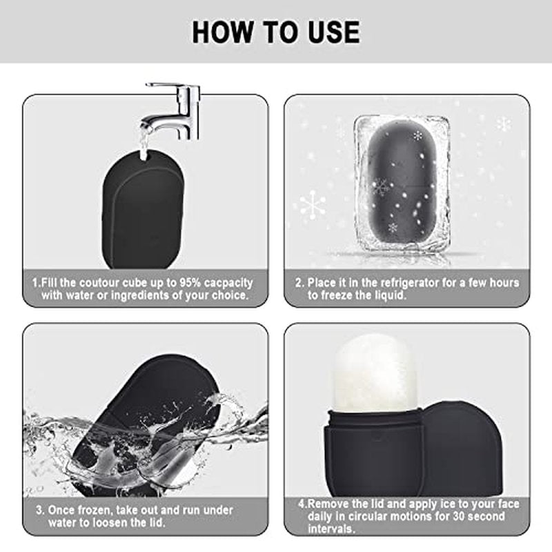 Ice Roller For Face and Eye, Ice Facial Roller Massage Shrink Pore Skin Care Tools, Reusable Ice Stick Remove Dark Circle, Ice Face Mold Sphere Face Ice Cubes for Brighten Lubricate Fine Lines Black