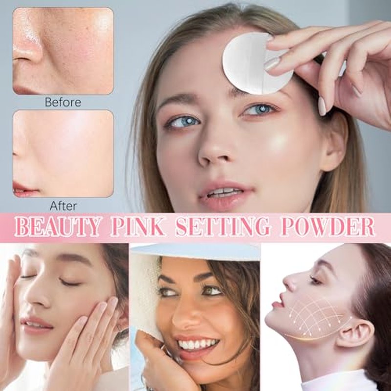 Blurring Setting Powder, Beauty Blurring Powder, Pink Setting Powder, Blurring Powder for All Skin Types, Water-proof and Long-lasting, Daily Make up (Beige)