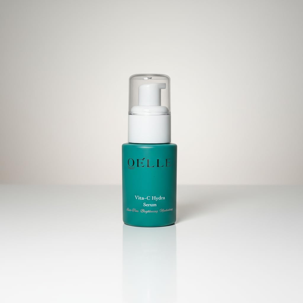 Organic Elle Serum Vitamin C Hydra Glow, with Hyaluronic Acid, Ferulic Acid, MSM & Stem Cells – Brightening, Hydrating, Dark Spot & Fine Line Support, Lightweight Anti-Aging Face Serum
