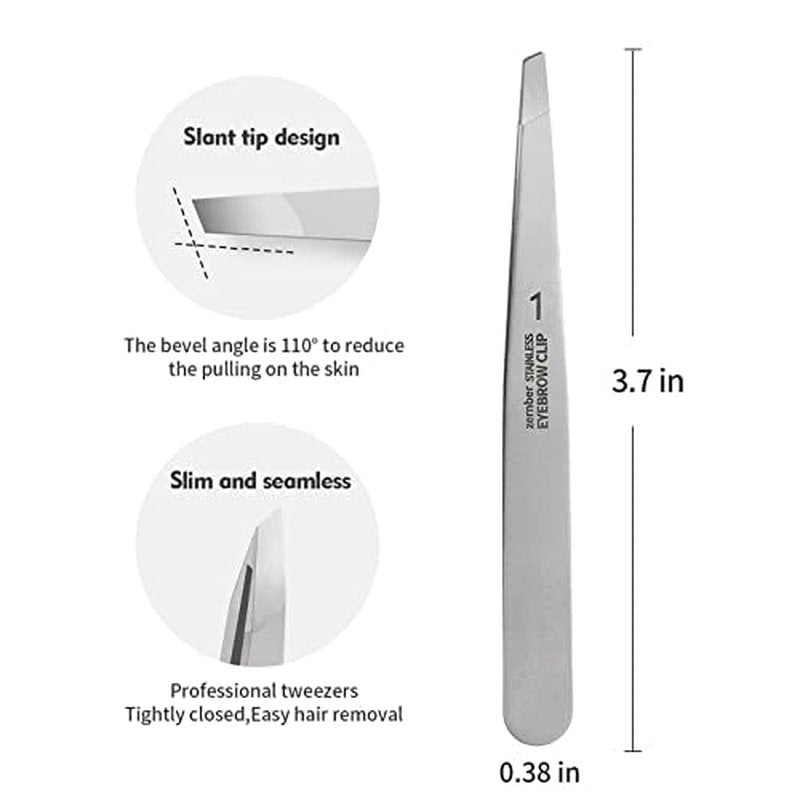 Stainless Steel Precision Eyebrow Tweezers Flat Tweezers for Eyebrows for Women-for Facial Hair and Ingrown Hair Removal Beauty Tools