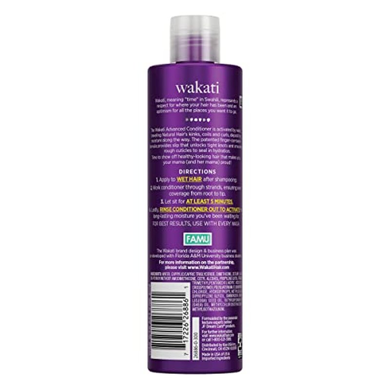 Wakati Water-Activated Detangling Conditioner, 8 Ounce, Natural Hair Moisturizer, Long Lasting Frizz Control, Experience Finger-Comb Detangle, Sulfate Free, Paraben Free, White (Pack of 2)