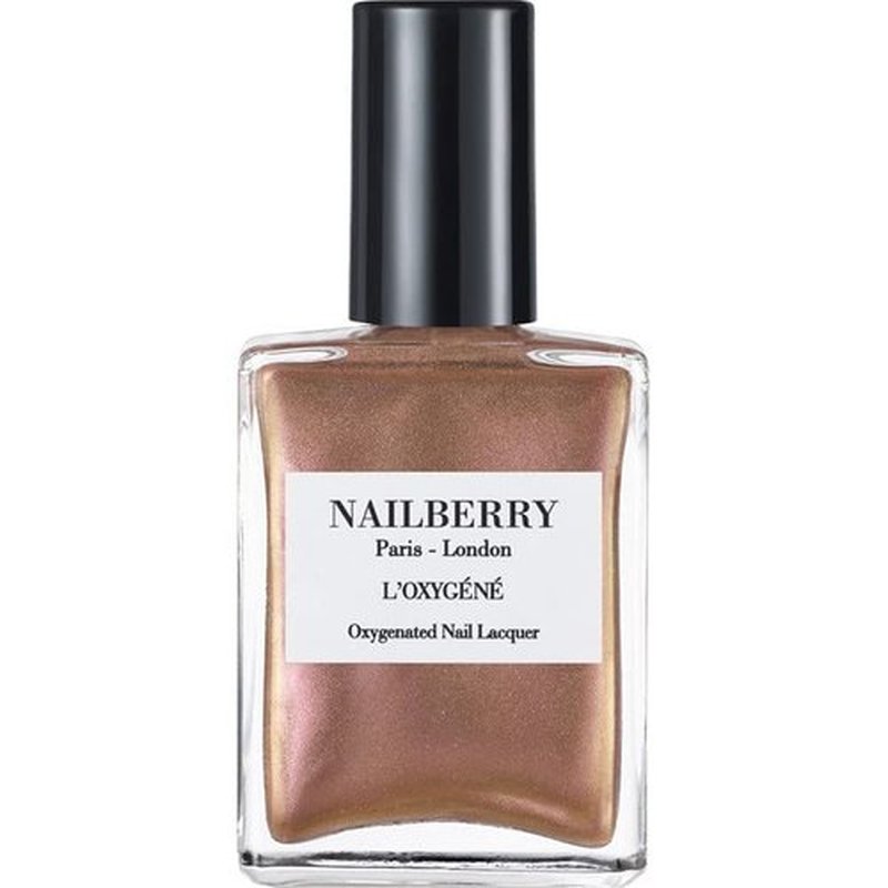 Nailberry L'Oxygéné Oxygenated Nail Lacquer | Stargazer | Iridescent Rose Gold Metallic Opaque | UV Protected Long-Wear Nail Polish | 12-Free | Vegan | Certified Halal | Cruelty & Gluten Free | 15 ml