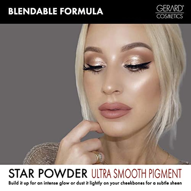 Gerard Cosmetics Star Powder Highlighter Audrey | Champagne Gold Highlighter Makeup for Glowing Skin | Professional Mineral Facial Luminizer | Cruelty Free | Made in the USA