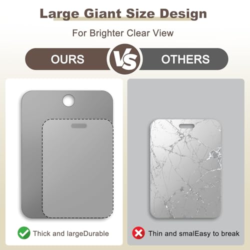 Shower Mirror Fogless for Shaving Anti-Fog Frameless Wall Hanging Makeup,10.63" L x 7.87" W,DimGrey