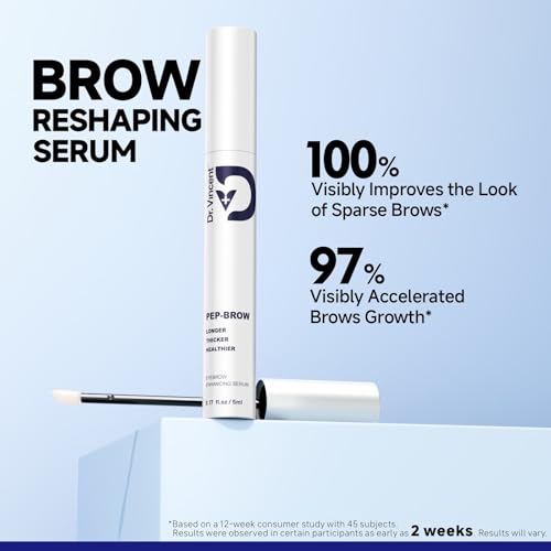 Eyebrow Growth Serum with Biotin Peptides, 2.3¡¿ Absorption Advanced Formula for Naturally Fuller, Thicker, Stronger Brows, Vegan Cruelty-Free, 0.17 Fl Oz (5mL)