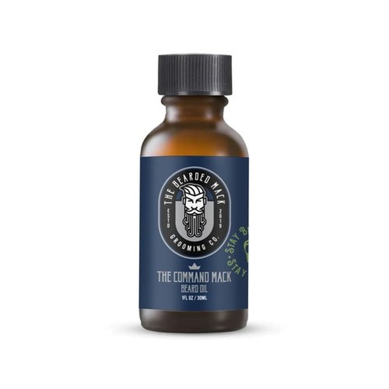 The Bearded Mack Grooming Co Premium Beard Oil, The Command Mack - 1 Fl Oz, Promotes Healthy Beard Growth and Reduces Itch - Fresh Lime, Mint & Ginger Scent, Handcrafted in the USA