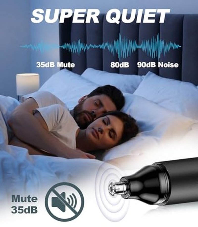 Ear & Nose Hair Trimmer with LED Display for Men and Women - 2024 Professional Painless USB Rechargeable Facial & Nose Hair Trimmer Clipper – 14,000 RPM IPX7 Waterproof Dual Edge Blades, Black