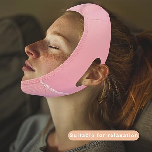 Yuibthr Chin Strap for Sleeping, V Line Lifting Mask, Reusable Face Strap, Jaw Exerciser (Pink-Fall Maple Leaf-H)