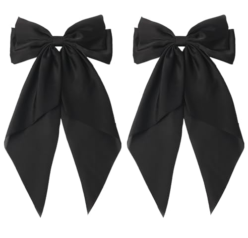 SUSULU 12pcs Large Hair Bows for Women,Big Hair Bow Barrette Bows Hair Clips with Long Tail Vintage French Bows Clips for Women Party Hair Accessories