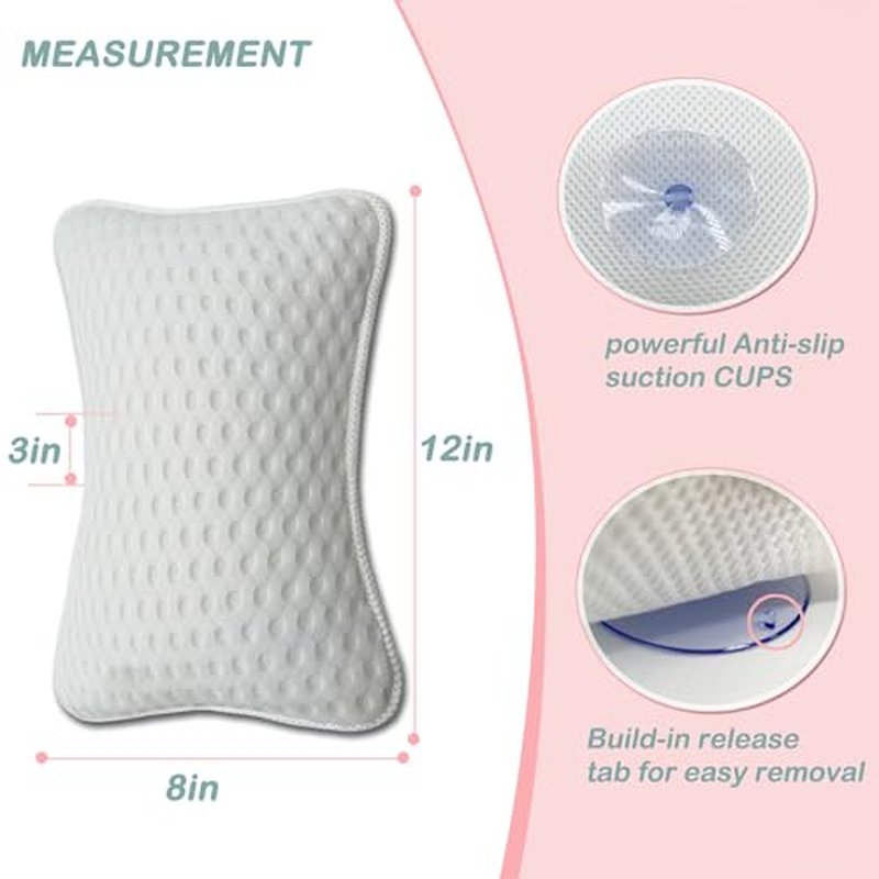 Bath Pillows for tub,Home Spa Pillows for Bathtub, Hot Tub,Head and Neck Support with 2 Strong Suction Cups,Green