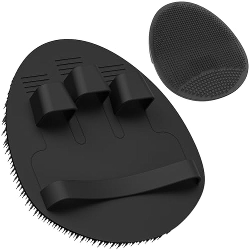 Manmihealth Soft Silicone Face Scrubber Exfoliator with Deep-Cleaning Silicone Shower Brush Body Scrubber Set(2 PCS), Super-Lathering, Gentle-Exfoliating and Massaging (Black*2)
