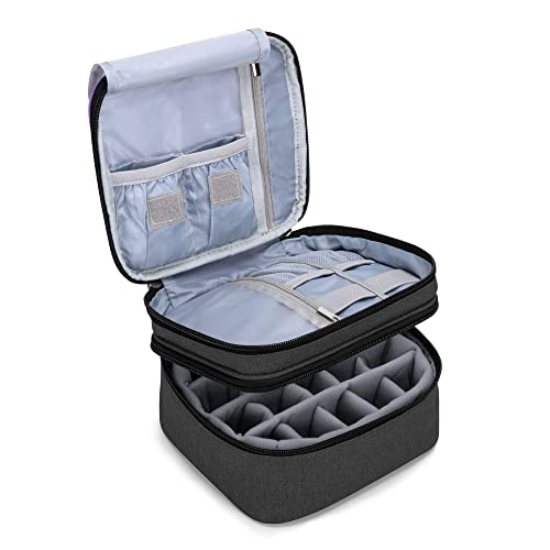 LUXJA Nail Polish Carrying Case - Holds 20 Bottles (15ml - 0.5 fl.oz), Double-layer Organizer for Nail Polish and Manicure Set, Black