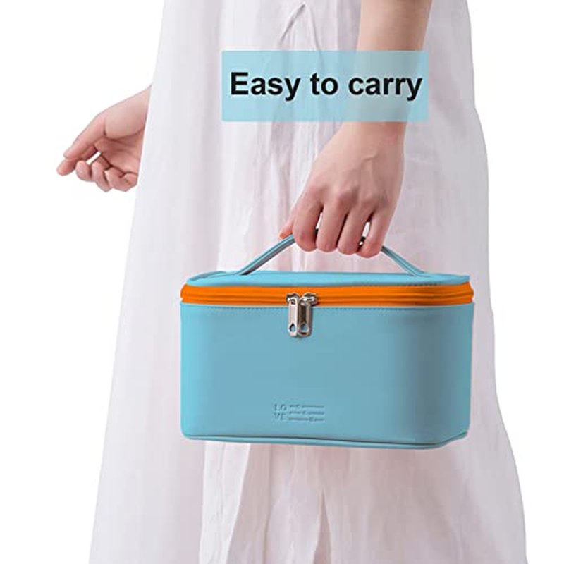 KITENROM Extral Large Makeup Bag Portable Cosmetic Bags for Women Zipper Pouch for Purse Make Up Case with Detachable Divider Toiletry Organization Waterproof Green