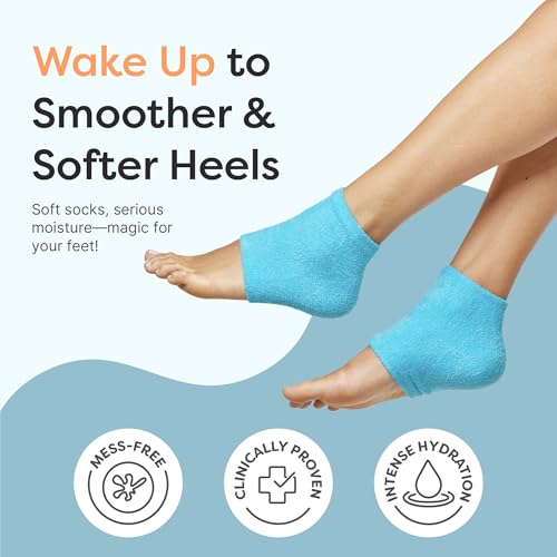 ZenToes Moisturizing Socks for Cracked Heel Treatment - Vitamin E, Olive Oil and Jojoba Oil Infused Heel Socks to Soften and Hydrate (Fuzzy Blue, Regular)