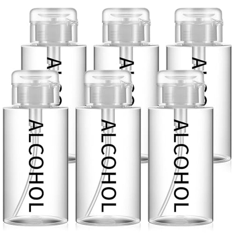 Layhit 1 Pcs 10 oz Alcohol Pump Dispenser Bottle Alcohol Dispenser Push Down Liquid Dispenser Clear Empty Pumping Bottle Refillable Cosmetic Container for Personal, Salon, Nail Care, Hospital Use