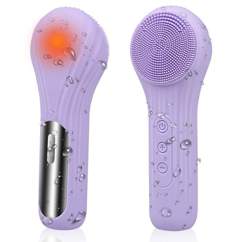 Feoflen Silicone Face Scrubber Exfoliator, Silicone Face Wash Brush for Men & Women, Ipx7 Waterproof Rechargeable Facial Cleaner for Deep Cleansing, Exfoliating, Massage Face Scrubber (Black)