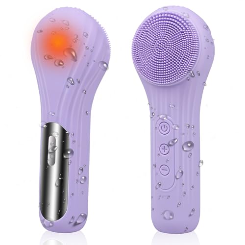 Feoflen Silicone Face Scrubber Exfoliator, Silicone Face Wash Brush for Men & Women, Ipx7 Waterproof Rechargeable Facial Cleaner for Deep Cleansing, Exfoliating, Massage Face Scrubber (Black)