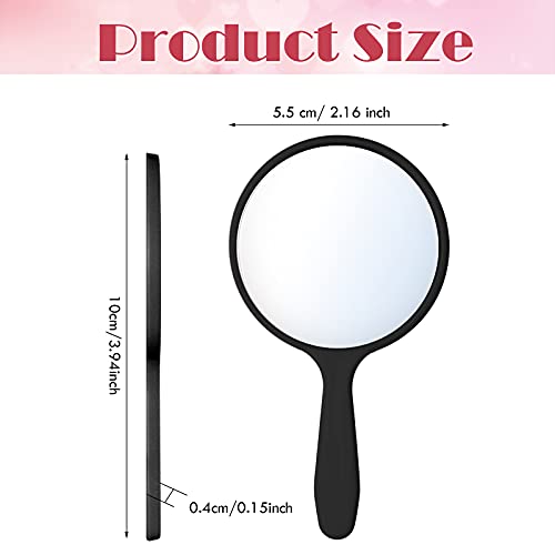 Jetec 25 Pcs Handheld Mirror with Handle, 3.94" L x 2.17" W, Small Portable Round Mirror Bulk for Kids Travel Makeup Classroom Camping Daily DIY Crafts (Black,White)