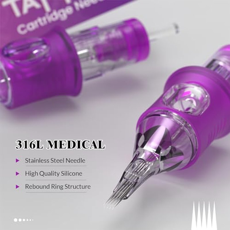Tattoo Needles, Wormhole Tattoo Cartridge Needles 20pcs Mixed Sizes 1003RL 1005RL 1005RM 1007RM Disposable Tattoo Needles Cartridge Round Liner Shader Magnum for Tattoo Pen Machine Permanent Makeup