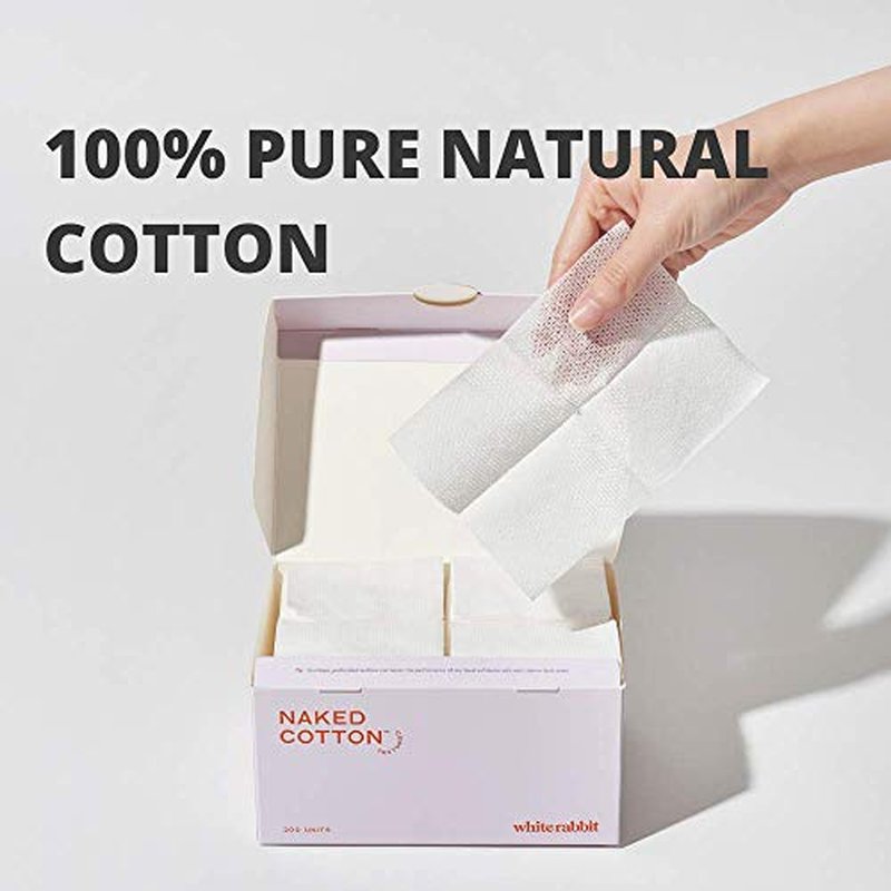 White Rabbit - Naked Cotton Textured - Perforated Facial Cotton Pads - for Makeup Remover, Toner, Mask - 100% Cotton, Unbleached, Lint-Free - Exfoliating & Durable - Natural & Cruelty-Free - 50 Count